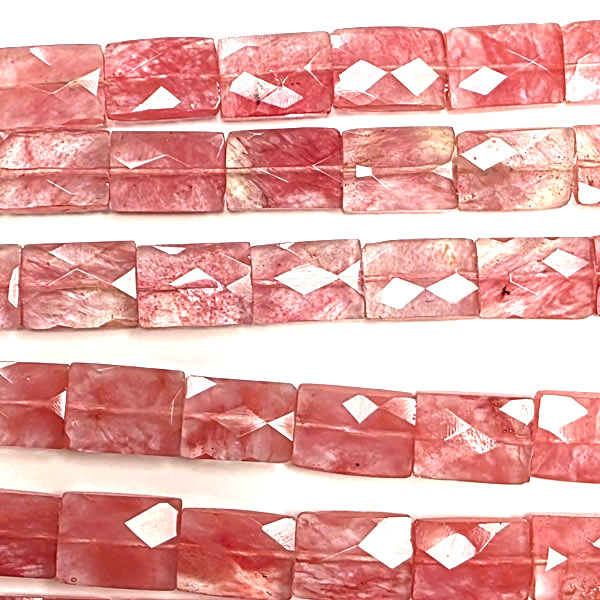 CHERRY QUARTZ FACETED RECTANGLE 15X20MM